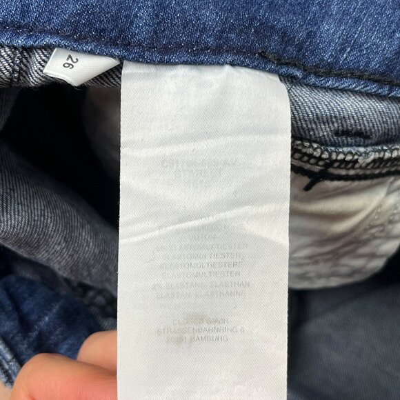 Candiani Closed Blue Jeans Size 26 Raw Hem Denim Dark Wash Distressed Threads - Picture 12 of 16